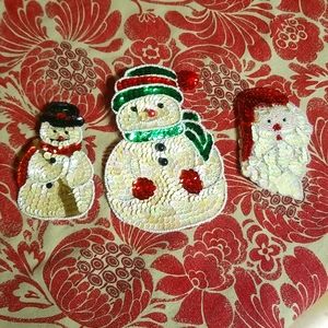Vintage sequined Christmas pins